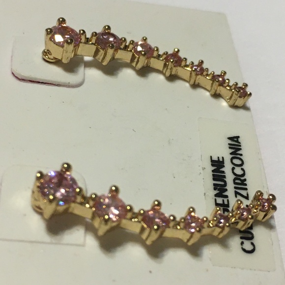 Betsey Johnson earrings pink cubic zirconia Dangle - Picture 4 of 4